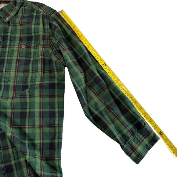 Duluth Trading Shirt Mens Large Green Free Swingin Flannel Trim Fit Large - Picture 12 of 12